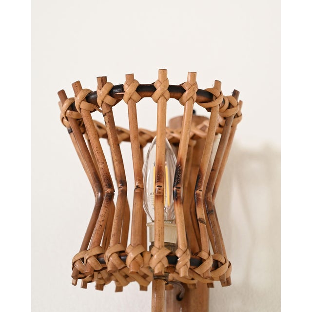 1950s Vintage Bamboo Wall Lights, 1950s, Set of 2 For Sale - Image 5 of 9