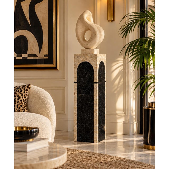 Stunning 1980s vintage architectural pedestal by Maitland-Smith, featuring an elegant Art Deco-inspired design with...