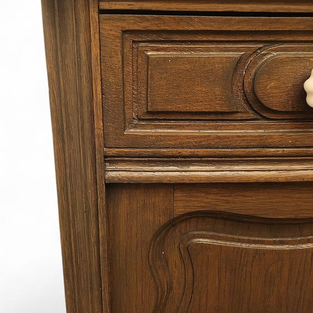 Louis XV French Wooden Bedside Table with Marble Top, 1920s For Sale - Image 16 of 18