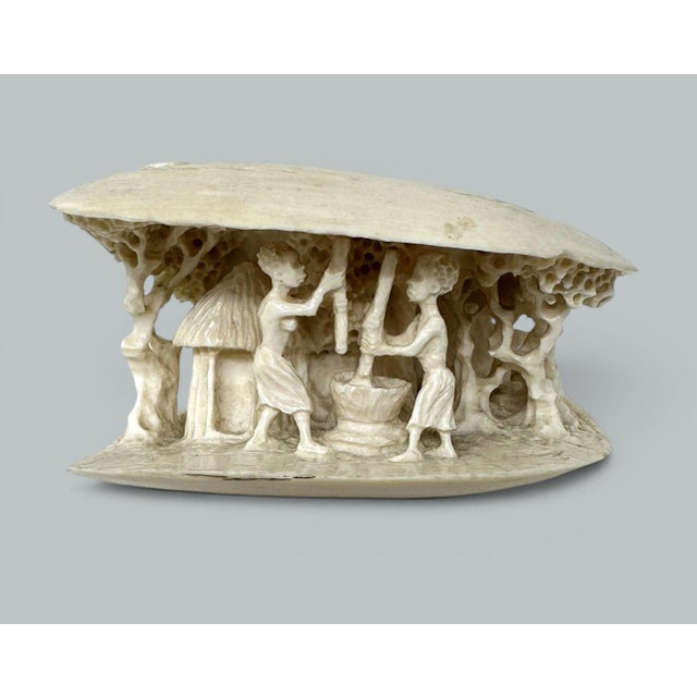 Camel Antique Carved Asian Chinese Figured Clam Shell Animals Elephant Camel Lion 19Ct For Sale - Image 8 of 17