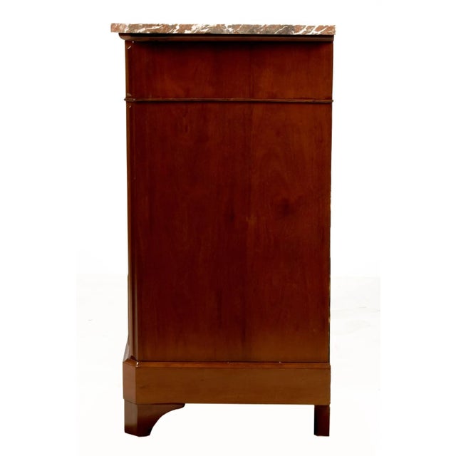 French Antiques Louis Philippe Flame Mahogany Chest Commode With Marble Top France 19th C. For Sale - Image 3 of 9