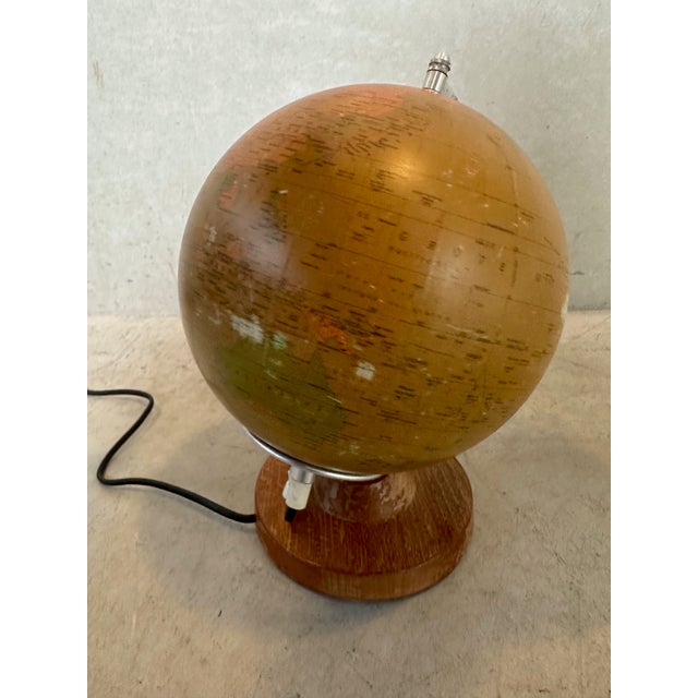 Metal Vintage Illuminated Glass Globe, 1980 For Sale - Image 7 of 13