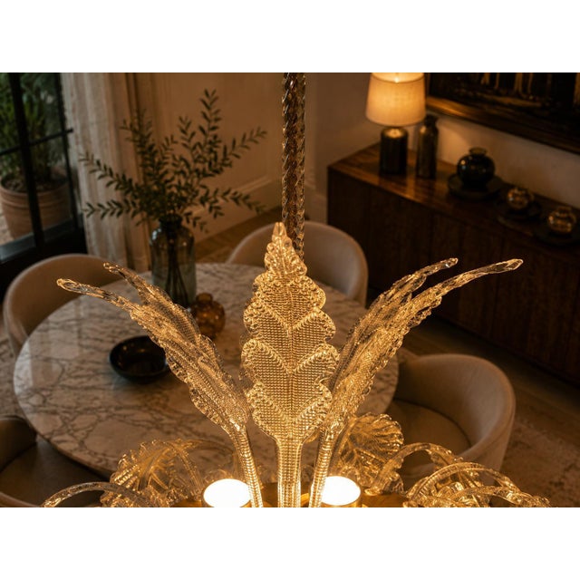 Gold Murano Glass Chandelier attributed to Ercole Barovier, 1940s For Sale - Image 8 of 18
