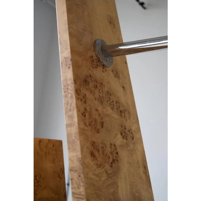 Sideboard in wood with plastic laminate, natural briar, metal hanging bar with red light bulb