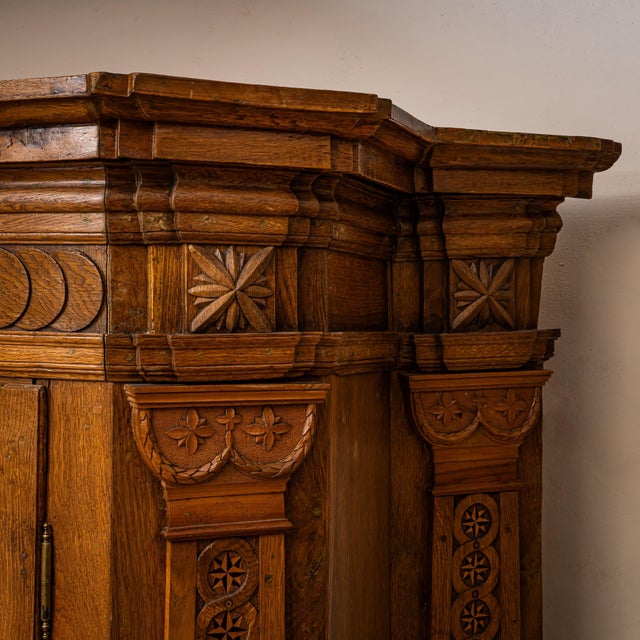 Wood German Baroque Wardrobe in Oak, 1700s For Sale - Image 7 of 10