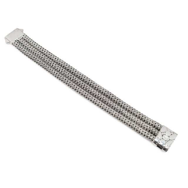 Unisex Retired John Hardy Sterling Silver Woven Chain Pusher Clasp Link Bracelet For Sale - Image 4 of 8