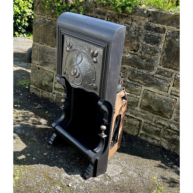 Victorian Art Nouveau Cast Iron Fireplace For Sale - Image 17 of 18