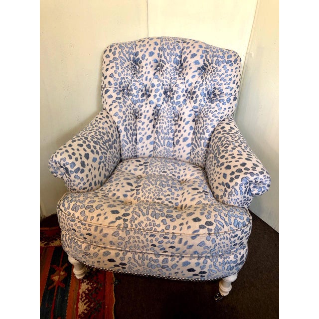 Blue Leopard Print Accent Chair Chairish