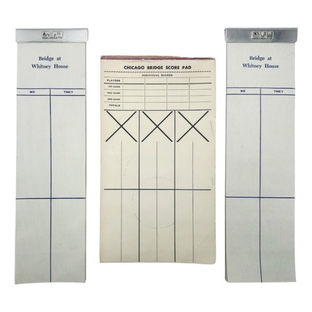 Vintage Vanderbilt Whitney Estate Set Bridge Sterling Monogram Game Score Pads For Sale