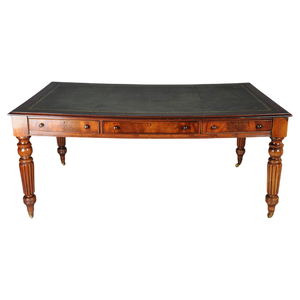 English Partner Desk in Mahogany, 20th Century
