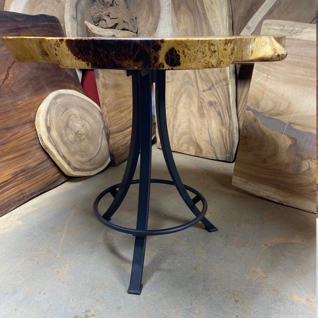 2020s Monkey Pod High Top Pub Table For Sale - Image 5 of 5