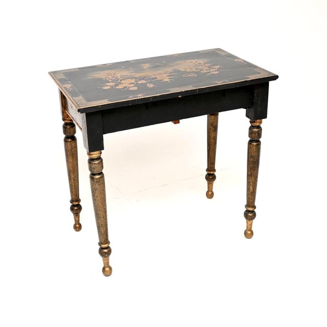 Mid 19th Century Antique Victorian Chinoiserie Lacquered Side Table, 1850s For Sale - Image 5 of 13