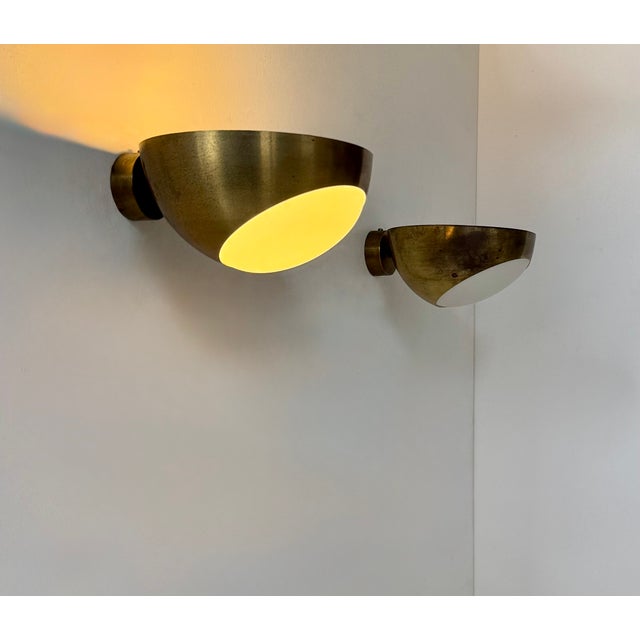 Vintage Brass and Glass Wall Lights, Italy, 1960, Set of 2 For Sale - Image 4 of 11