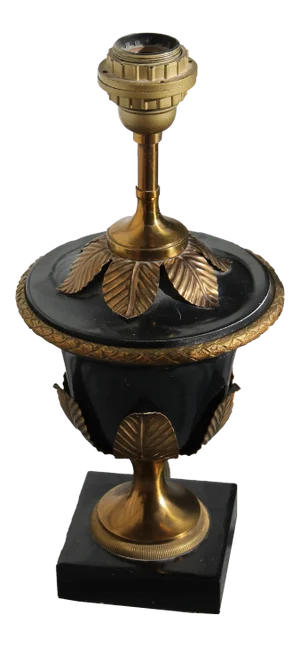 1940's Neoclassical Maison Bagues Bronze Heavy Single Luxe Lamp - Signed - Palm/ Urn - Documented