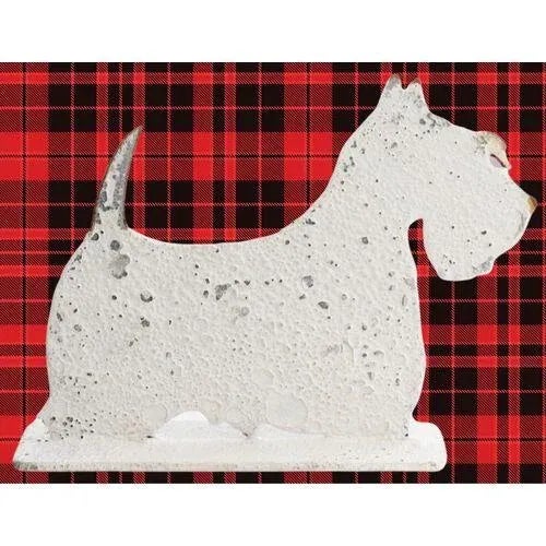 Distressed hand-forged Scottie Dog on a base. Handcrafted in England from reclaimed antique materials. White powder-coated...