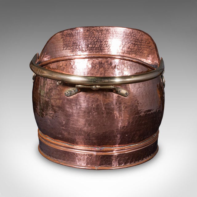Antique Hand Finished Coal Scuttle, English, Copper, Brass, Fireside, Victorian For Sale - Image 4 of 10