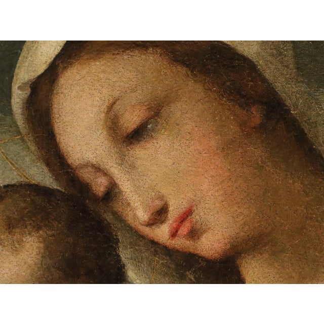 Follower of Domenico Beccafumi, Madonna and Child with the Infant Saint John the Baptist, 1600, Oil Painting on Canvas For Sale - Image 9 of 12