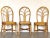 Set of 3 1970s chairs in bamboo and leather bindings.