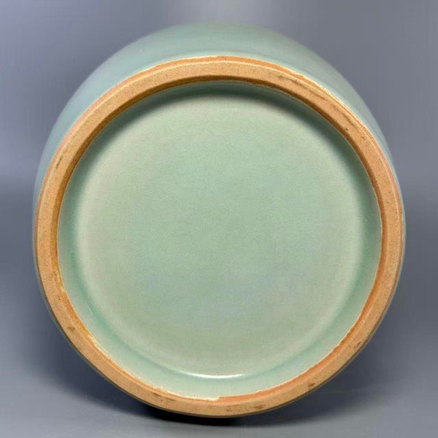 Vintage Chinese Longquan Celadon Porcelain Vase | One of a Kind, Dragon‑Shaped Twin Handles For Sale - Image 6 of 7