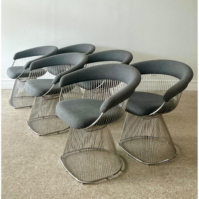 Late 20th Century Vintage Platner Style Wire Dining Chairs - Set of 6 For Sale - Image 5 of 12