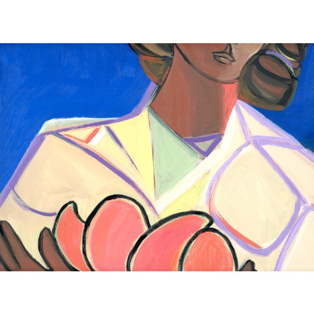 Figurative Girl With Mangos Cubist Portrait Painting by Alexandra Swistak For Sale - Image 3 of 7