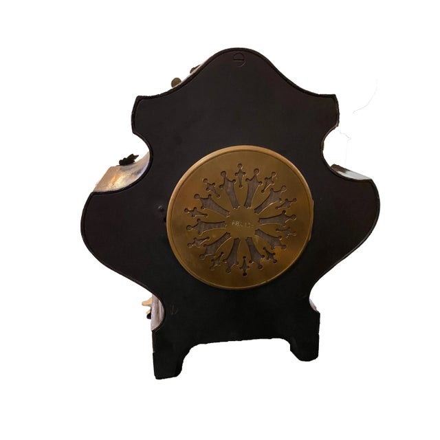 19th Century French Black Gilded Clock For Sale In Dallas - Image 6 of 9
