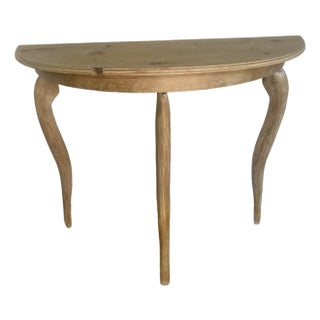 1920s Swedish Pine Demilune Table For Sale