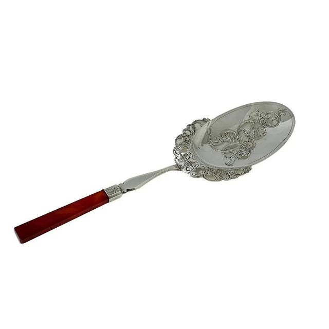Dutch Silver with Agate Serving Spoon by Franciscus Jacobus De Leeuw, 1869 For Sale - Image 10 of 11