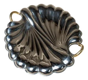 Vintage Shell Tray in Stainless Steel with Gilt Details from Becchetti, Italy, 1980s