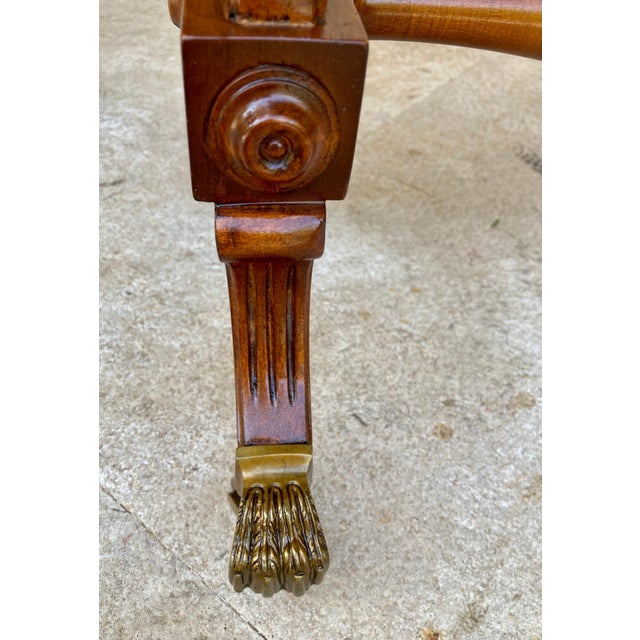 Mid 20th Century Winged Console Table in Walnut with Claw Feet in Bronze with Drawers and Wheels For Sale - Image 13 of 18
