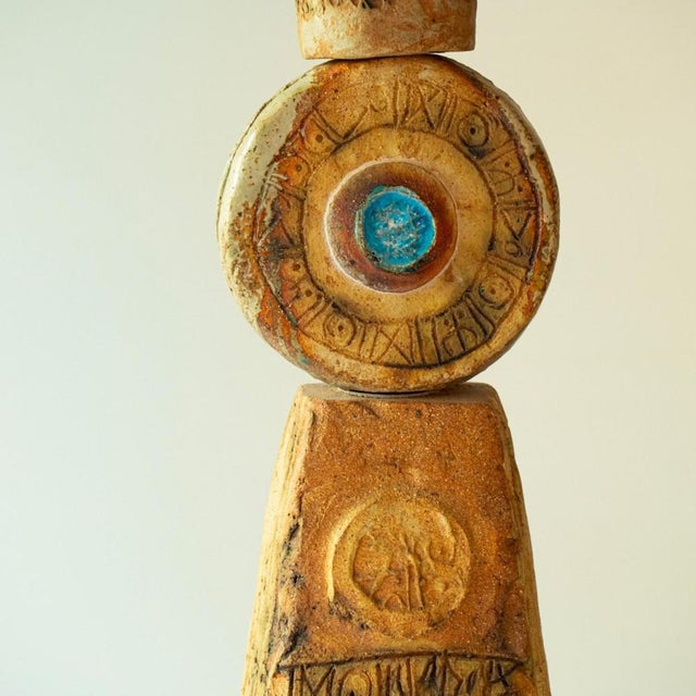 Ceramic Ceramic Table Lamp attributed to B. Rooke with Lampshade attributed to R. Houben, 1970s For Sale - Image 7 of 11