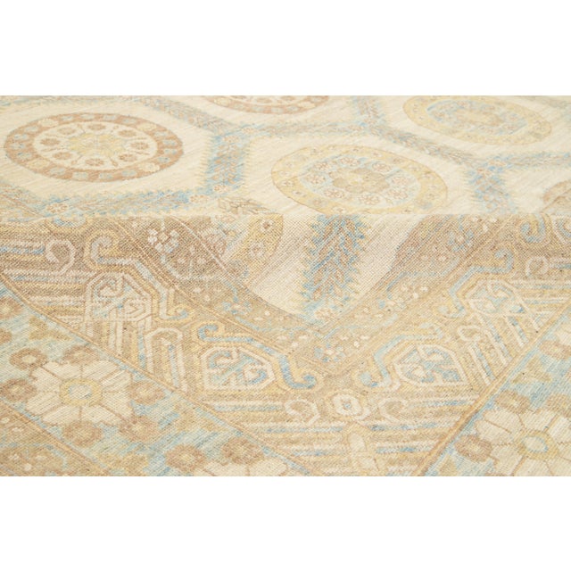 Textile Modern Khotan Beige Wool Rug With Allover Geometric Design For Sale - Image 7 of 10