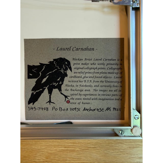 Signed Monoprint Collograph Laurel W. Carnahan ”Ruffled Feathers" Framed For Sale - Image 10 of 12