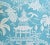 Shabby Chic Aqua & White Chinoiserie Asian Linen & Velvet Feather/Down Pagoda Pillow 26" Square For Sale - Image 3 of 5