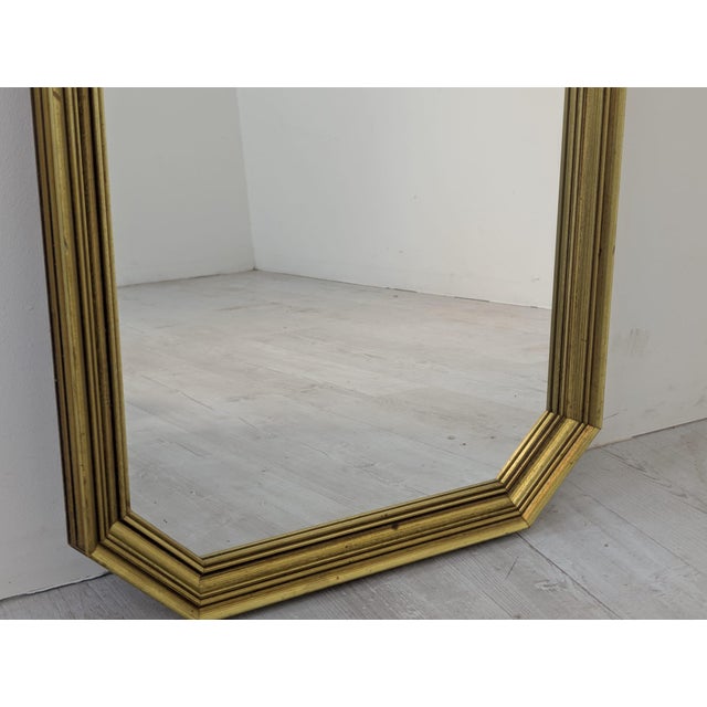 Vintage Mirror in Wooden Gilded Frame Beveled Shape, 1975 For Sale - Image 9 of 12