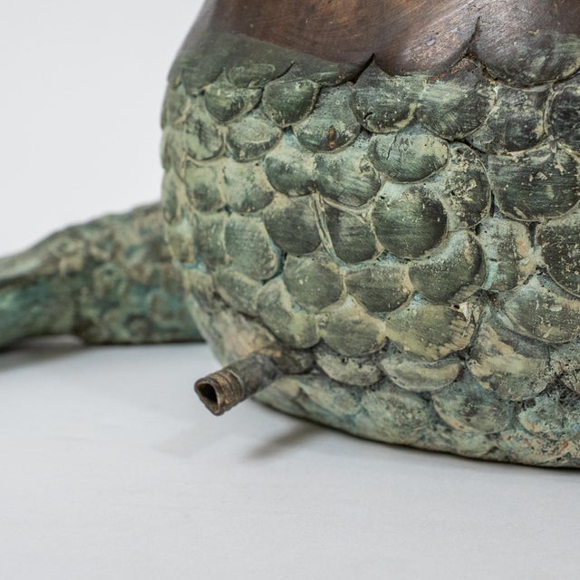 Mid 20th Century Cast Bronze Mermaid Sculpture Holding Conch Fountain For Sale In New York - Image 6 of 10
