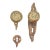 Antique Arts & Crafts Hammered Brass Passage Door Knob Set For Sale