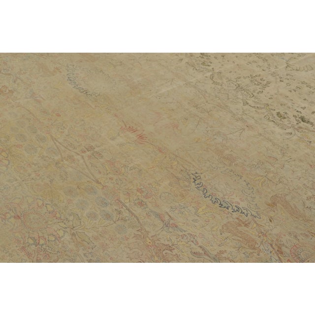 Antique Turkish Rug With Distressed Floral Design in Beige Tones - Rug & Kilim For Sale In New York - Image 6 of 9