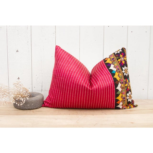 Bhavi Antique Mashru Tribal Lumbar Pillow For Sale - Image 9 of 10
