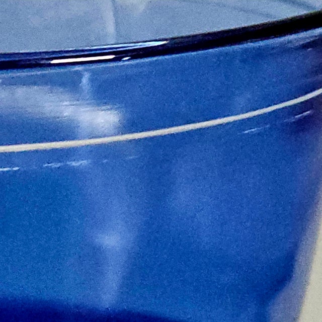 Glass Hazel Atlas Cobalt Blue White Band Glass Cereal Bowls Set of 4 5" For Sale - Image 7 of 9