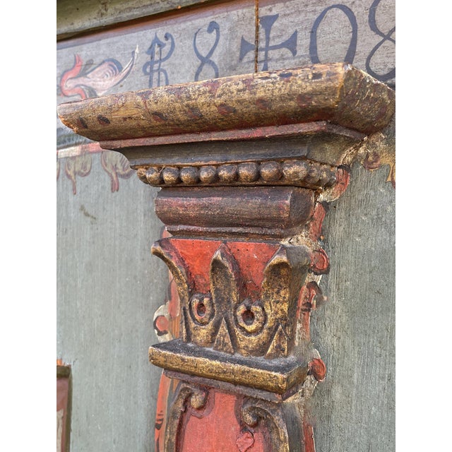 Folk Art Painted Wardrobe in Fir, 1808 For Sale - Image 12 of 18