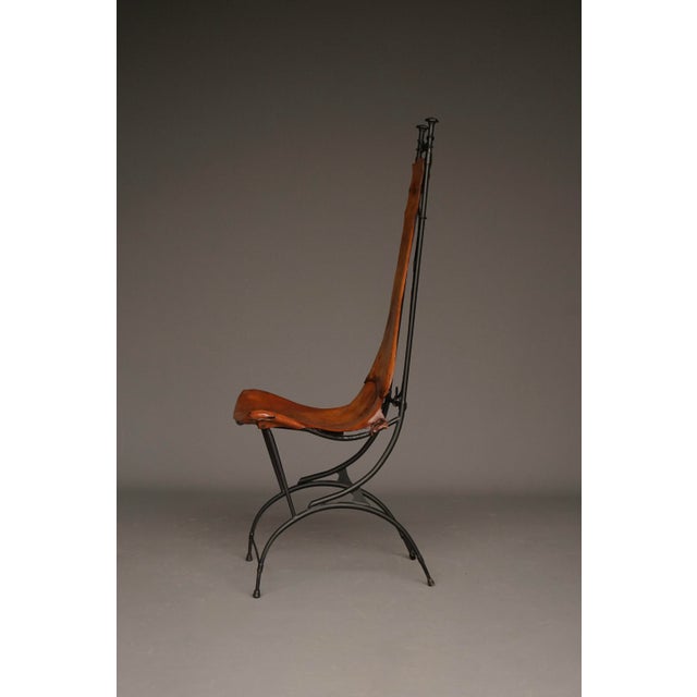 Iron & Leather Side Chair from Sido and François Thévenin, 1980s For Sale - Image 9 of 16