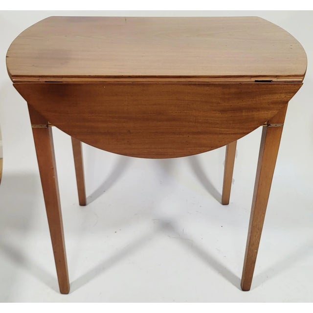 Antique American English 20th C Inlaid Mahogany Bronze Drop Leaf Pembroke Table For Sale In New York - Image 6 of 12