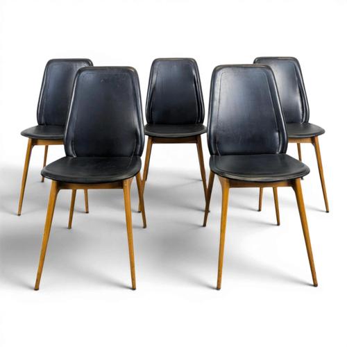 Vintage Scandinavian Black Chairs, Set of 5 For Sale - Image 8 of 8