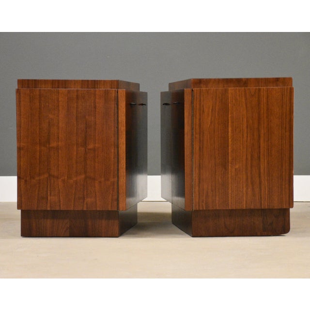1970s Refinished Walnut Brutalist Nightstands - A Pair For Sale In Boston - Image 6 of 10
