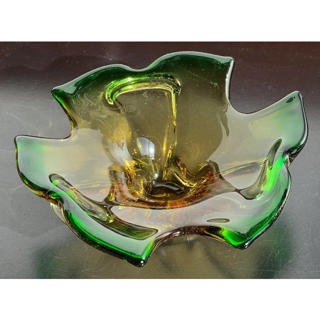 Glass Vintage Mid Century Modern Italian Murano Art Glass Sommerso Bowl / Catchall For Sale - Image 7 of 9