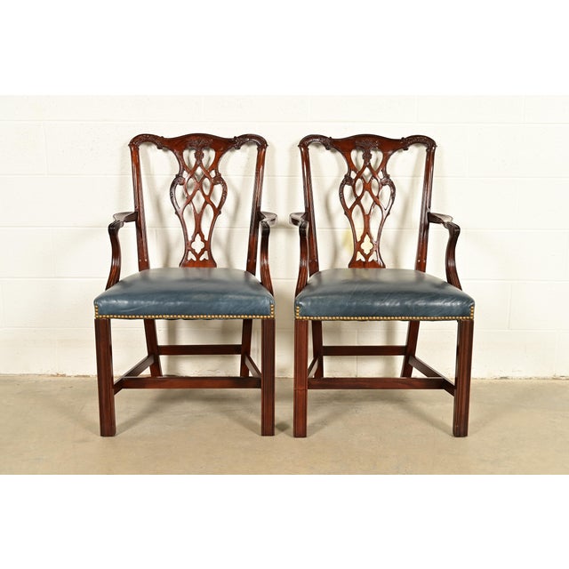 Councill Craftsmen Georgian Carved Mahogany Armchairs, Pair For Sale - Image 14 of 14