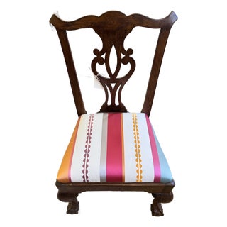 19th Century Antique Chippendale Style Walnut Side Chair For Sale