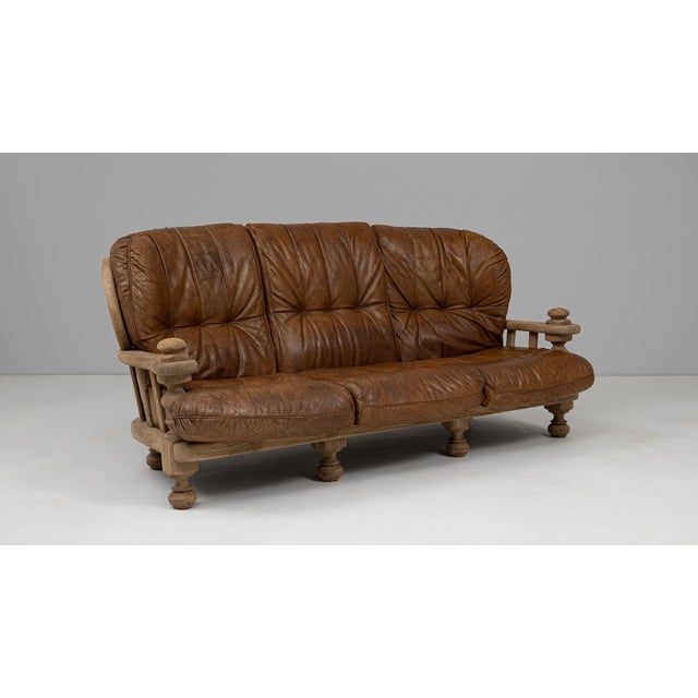 20th Century Belgian Leather Sofa For Sale - Image 4 of 18