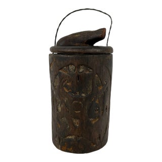 Primitive Asian Tribal Carved Wood Antique Storage Box (Dayak - Borneo) For Sale